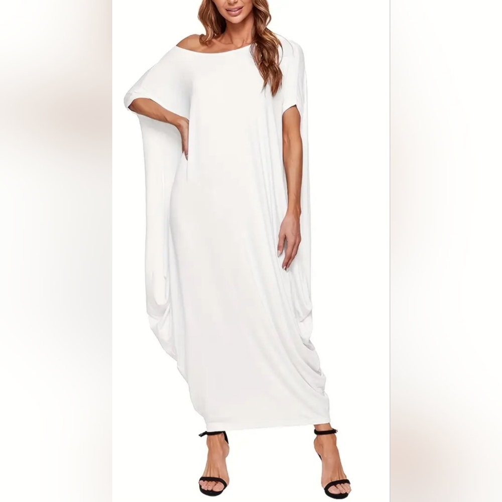 Elegant White Draped Dress